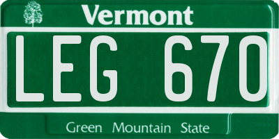VT license plate LEG670