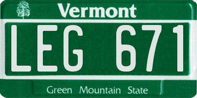 VT license plate LEG671
