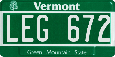 VT license plate LEG672