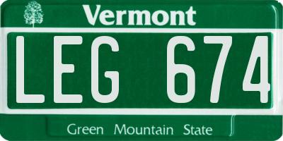 VT license plate LEG674