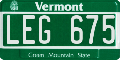 VT license plate LEG675