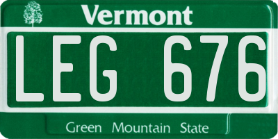 VT license plate LEG676