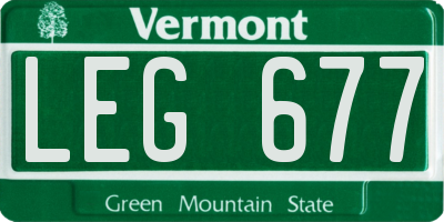 VT license plate LEG677