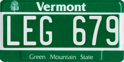VT license plate LEG679