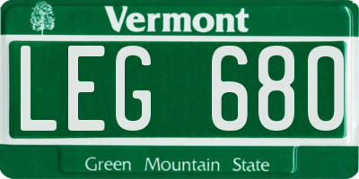 VT license plate LEG680