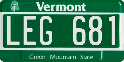 VT license plate LEG681