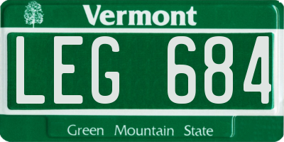 VT license plate LEG684