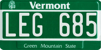 VT license plate LEG685