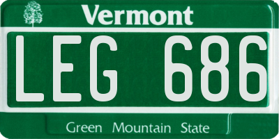 VT license plate LEG686