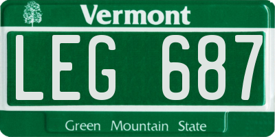 VT license plate LEG687