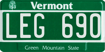 VT license plate LEG690
