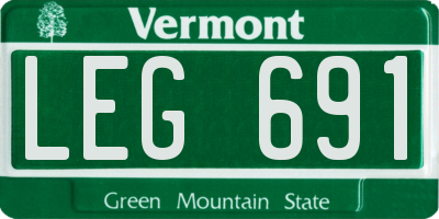 VT license plate LEG691