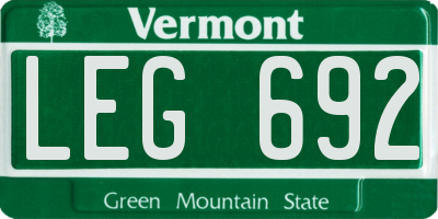 VT license plate LEG692