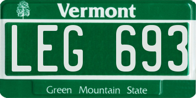 VT license plate LEG693