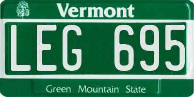 VT license plate LEG695