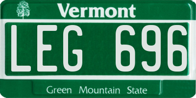 VT license plate LEG696