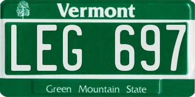 VT license plate LEG697