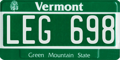 VT license plate LEG698