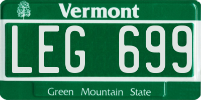 VT license plate LEG699