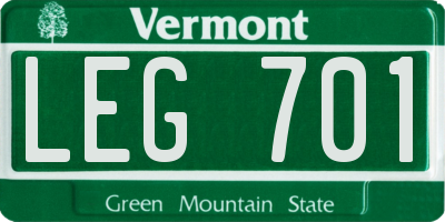 VT license plate LEG701