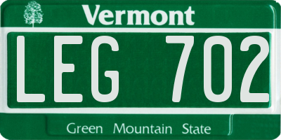 VT license plate LEG702