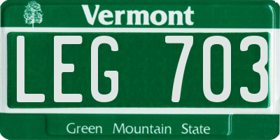 VT license plate LEG703