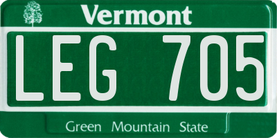 VT license plate LEG705