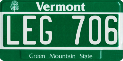 VT license plate LEG706