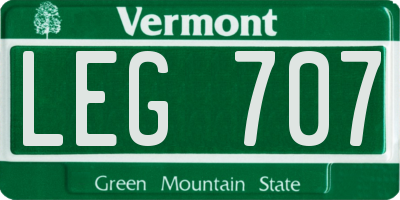 VT license plate LEG707