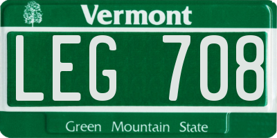 VT license plate LEG708