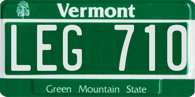 VT license plate LEG710