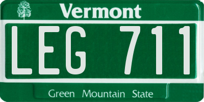 VT license plate LEG711