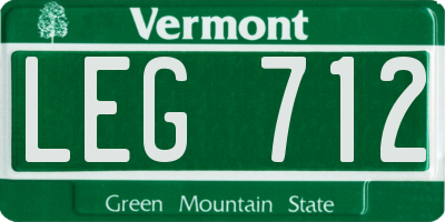 VT license plate LEG712