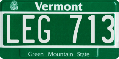 VT license plate LEG713