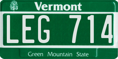 VT license plate LEG714