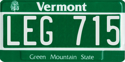 VT license plate LEG715