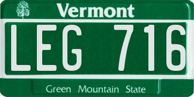 VT license plate LEG716