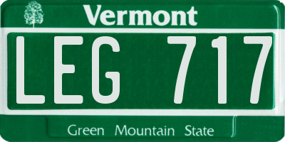 VT license plate LEG717