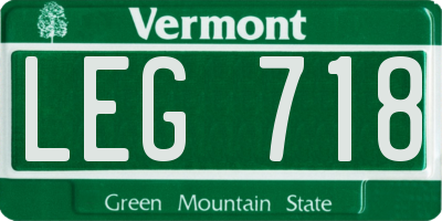 VT license plate LEG718