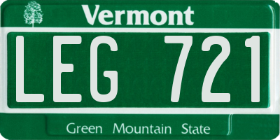 VT license plate LEG721