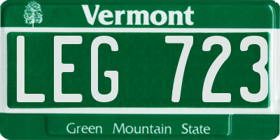 VT license plate LEG723