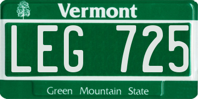 VT license plate LEG725