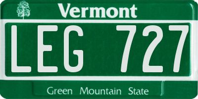 VT license plate LEG727