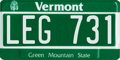 VT license plate LEG731