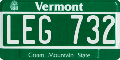 VT license plate LEG732