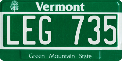 VT license plate LEG735