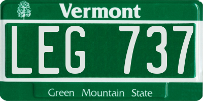 VT license plate LEG737