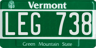 VT license plate LEG738