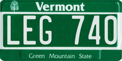 VT license plate LEG740
