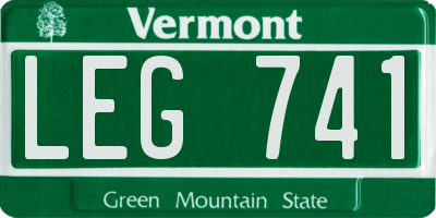 VT license plate LEG741
